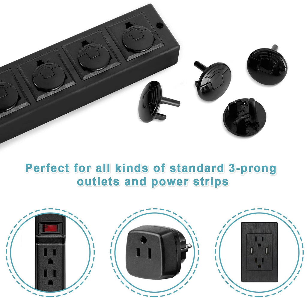 52 Pack Black Safety Outlet Covers Baby Proofing, Electrical Socket Outlet Plugs 3-Prong Child Proof for Kids House