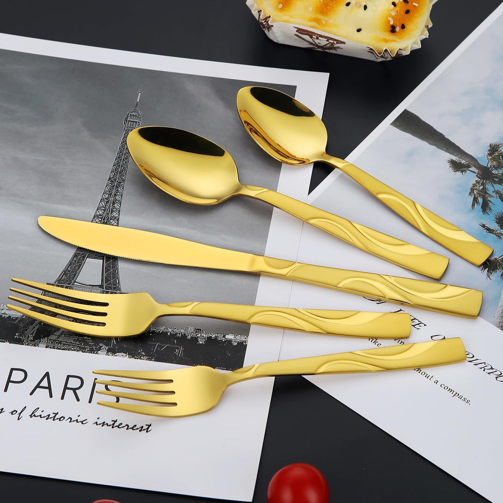 30-Piece Gold Silverware Set for 6