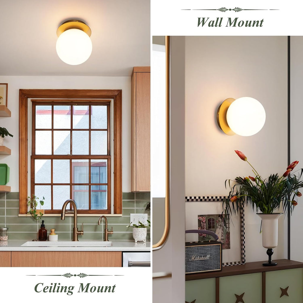 Gold Wall Sconce Set of 2, Modern Glass Globe Wall Sconce, Mid Century Indoor Wall Mounted Lamp, Wall Light Fixtures