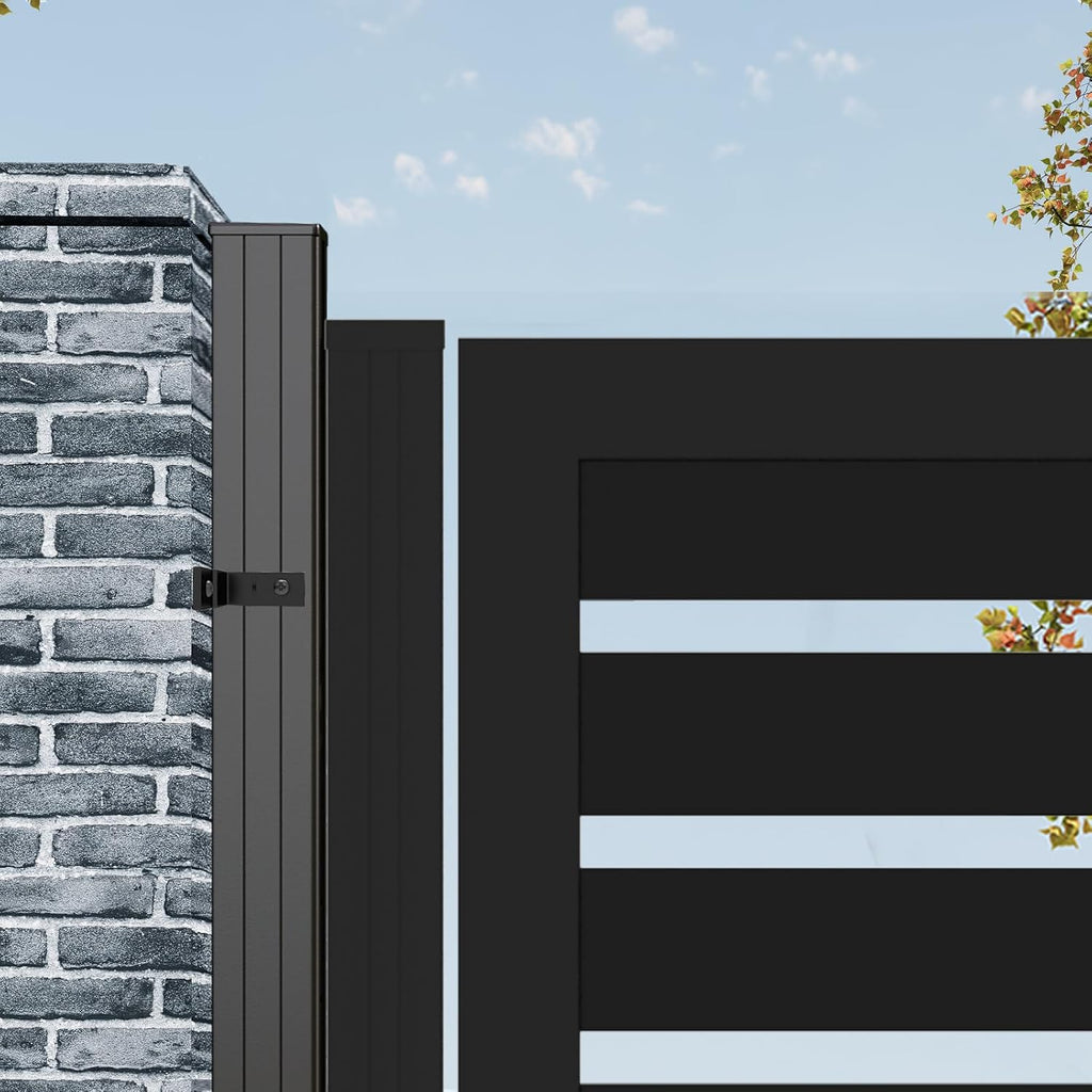 6ft x 3ft Aluminum Alloy Privacy Gate - Outdoor Metal Garden Gate with Lockable Knob, Semi-Open Security Gate, Design