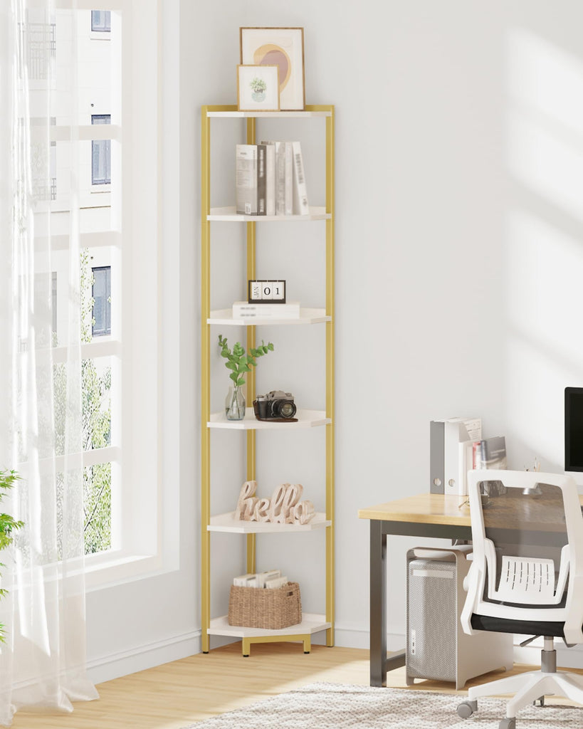 Corner Shelf Stand 6-Tier Corner Bookshelf Storage Standing Shelf