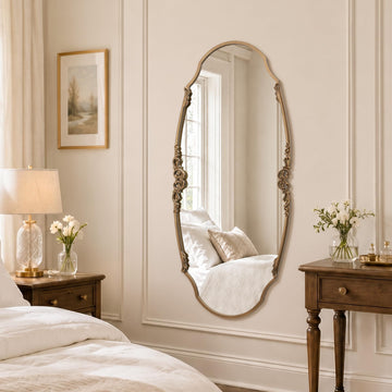 Large Vintage Decorative Mirror: 26"x56" Antique Scalloped Mirrors