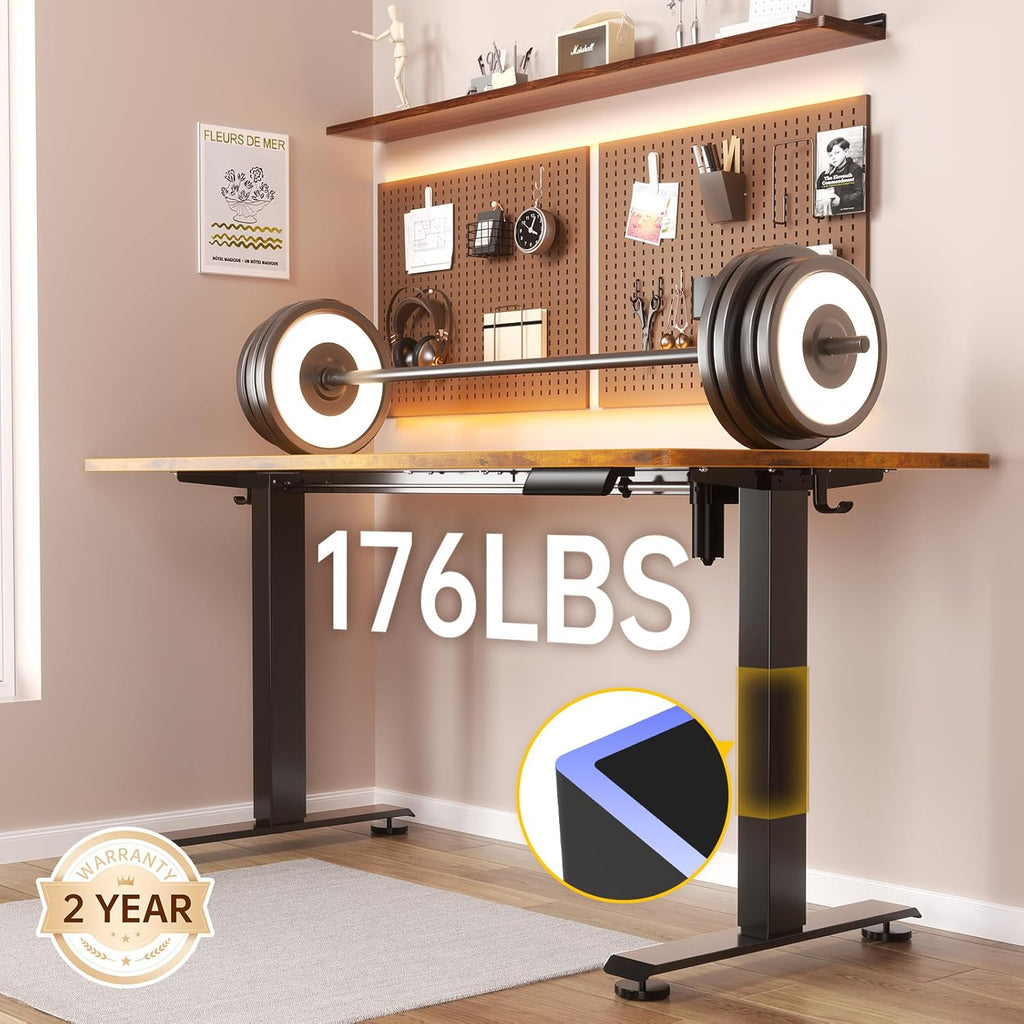 47.2" Standing Desk, Adjustable Height Office Desk with Wood Desktop, Computer Table Work, Study and Gaming