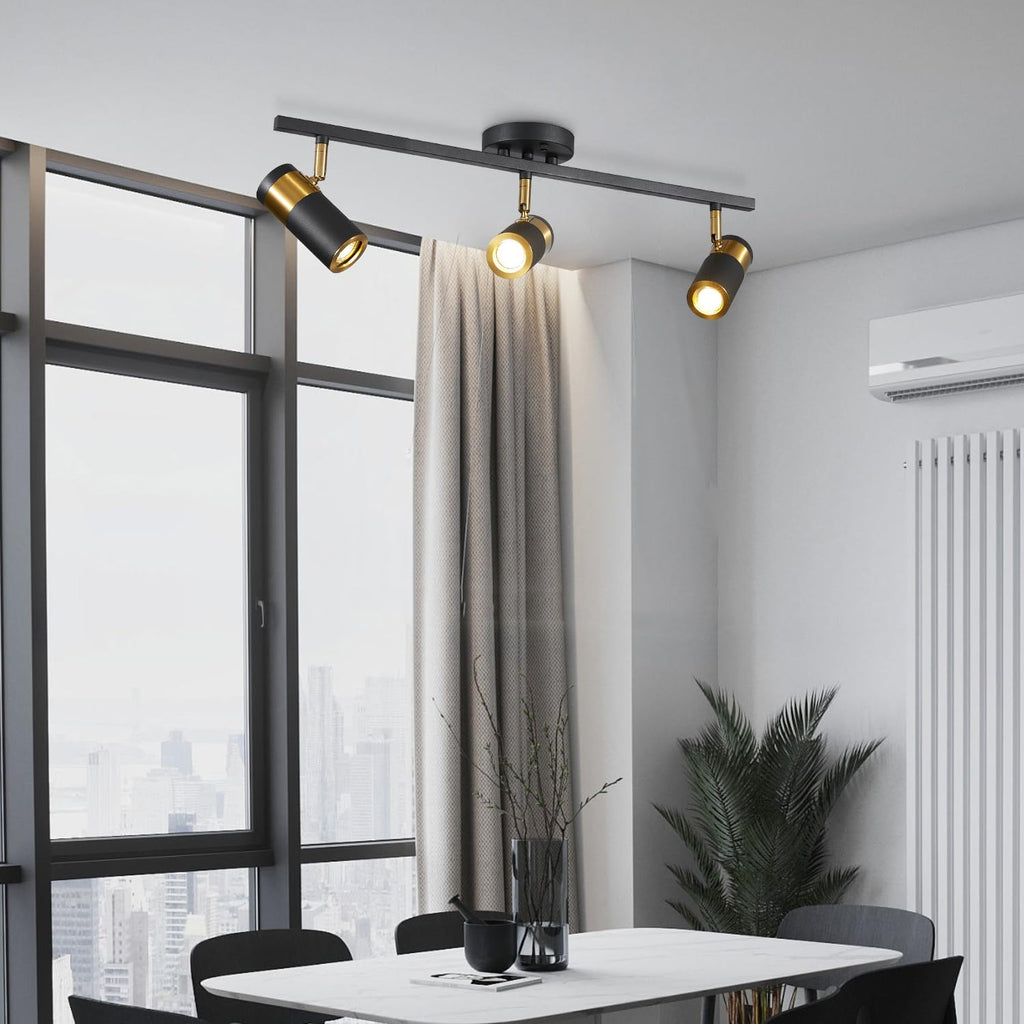 Modern 3 Light Black Track Lighting Kit Adjustable LED Kitchen Track Lighting Fixtures Ceiling Spot Light Fixture