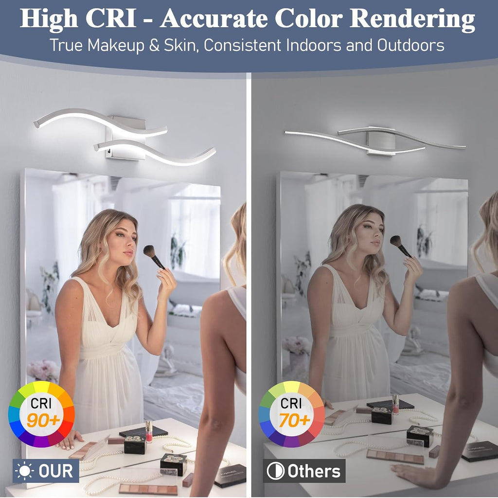 Bathroom Vanity Light Fixture, 26W 5CCT Dimmable Modern Led Bathroom Light Fixtures Over Mirror, LED Vanity Lighting