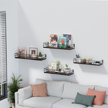 Floating Shelves for Wall Set of 4, Wall Shelf Wood Floating Shelf | Different Sizes Mounted Wall Shelves , Farmhouse