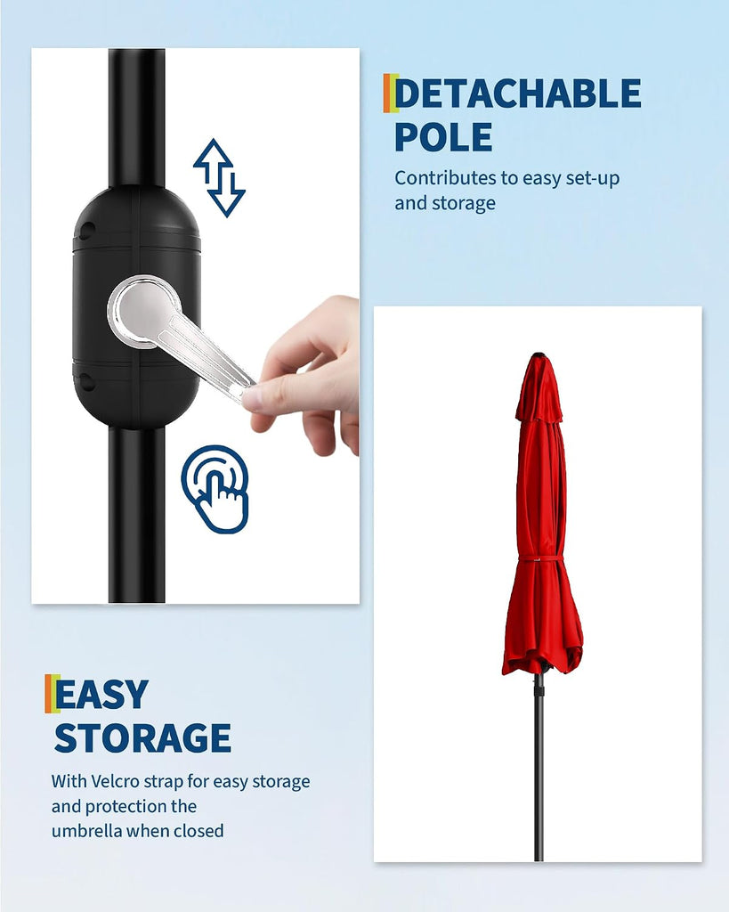 Patio Umbrella Outdoor, Market Umbrella, Table Umbrella with Push Button Tilt and Crank