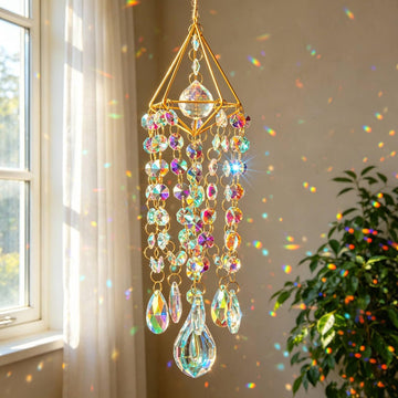 Crystal Suncatchers for Window Hanging Rainbow Maker Sun Catchers Indoor - Glass Wind Chime Garden Sun Catchers with