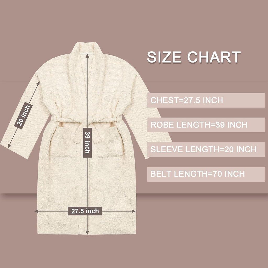 Plush Hoodless Bath Robe Women's Loungewear Sleep Robe Indoor Outfit