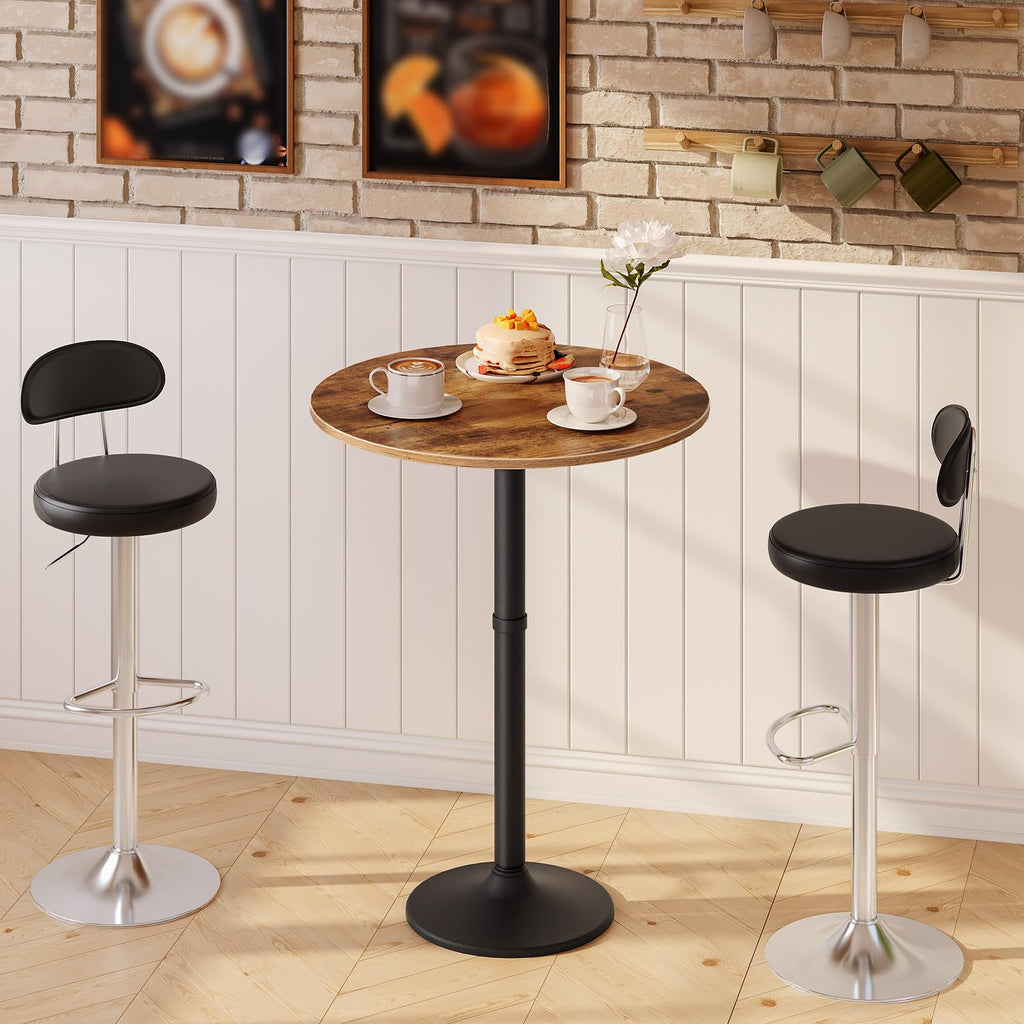Round Bar Table, 35" Tall Pub Table, Cocktail Table with Base for Narrow Space, Bar Height Table, Easy to Assemble