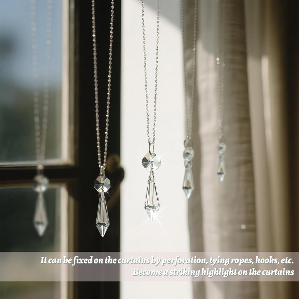 50PCS Premium Clear Crystal Teardrop Prism 2.4" -Crystal Glass Baroque Chandelier Pendant Drop Loose Beads Suncatcher