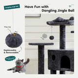 54-inch Indoor Cat Tree Tower - Multi-Level Pet House for Large Cats with 2 Condos, Scratching Posts, Round Platform