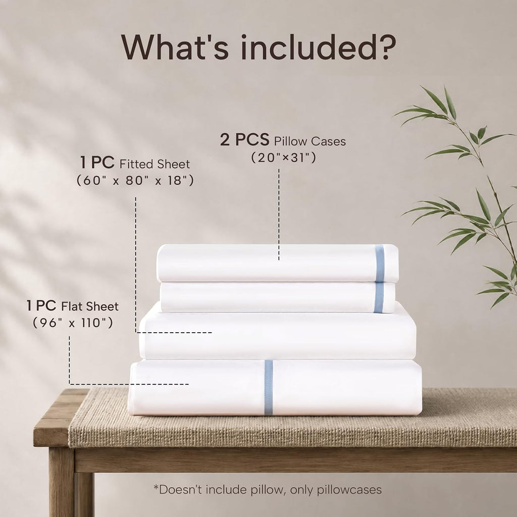 100% Viscose Derived from Bamboo Sheet Set - Hotel Luxury Cooling Bed Sheets for Hot Sleepers & Night Sweats, 18"