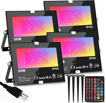 RGB Outdoor LED Flood Light 50W Color Changing Floodlights Spotlights Landscape Lighting Fixture Waterproof