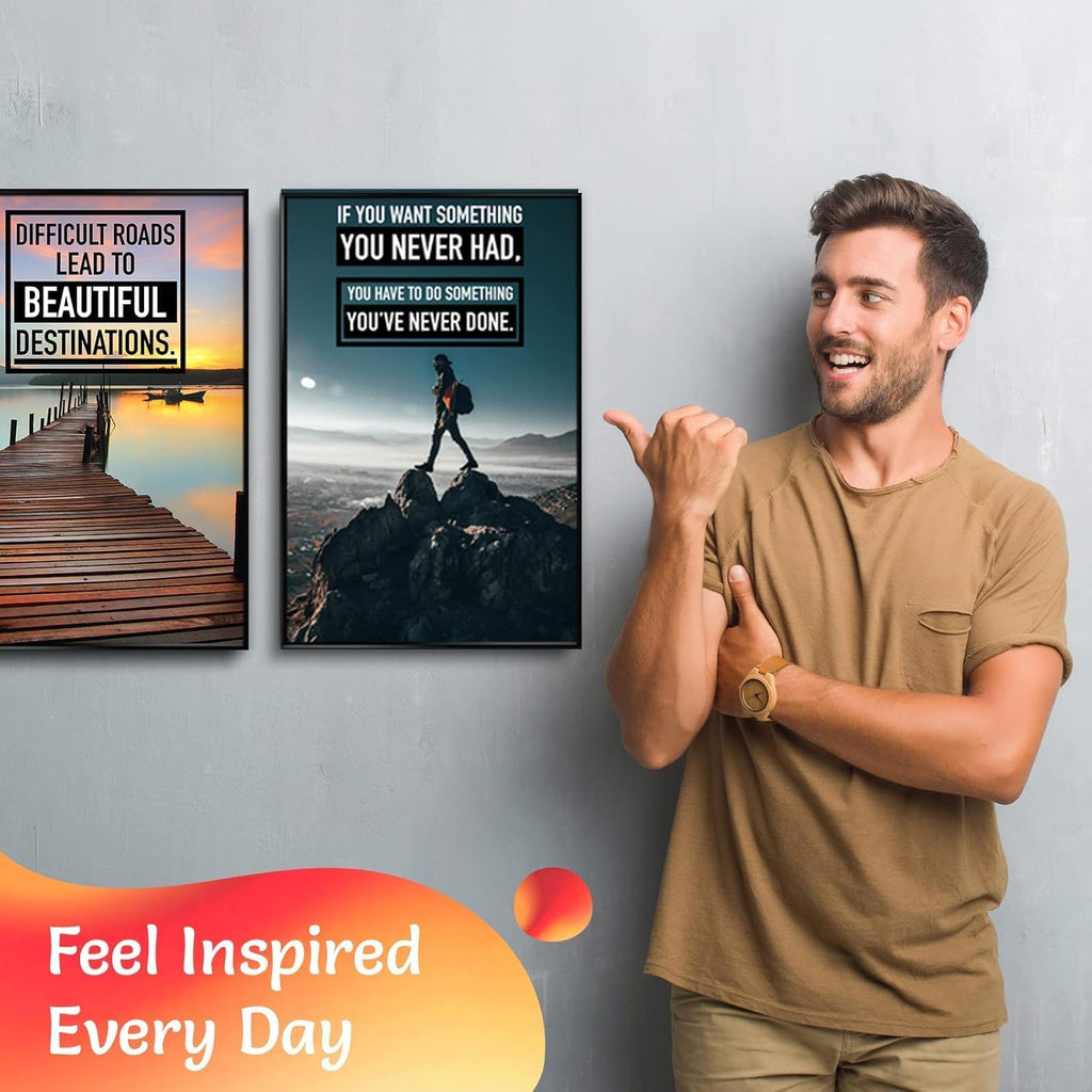 Canvas Motivational Wall Art - Set of 6 Inspirational Prints with Uplifting Phrases & Vibrant Images