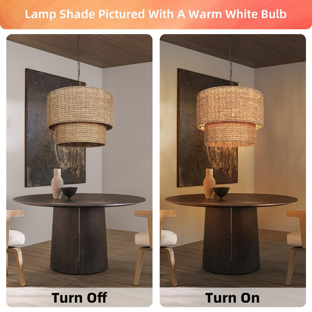 3-Light Boho Large Rattan Chandelier Light Fixture