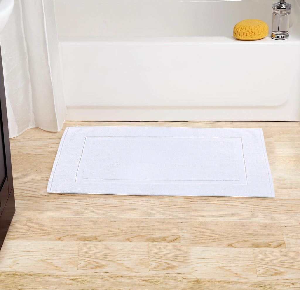Cotton Bath Mat, 21x34 in, 2 Pack, White