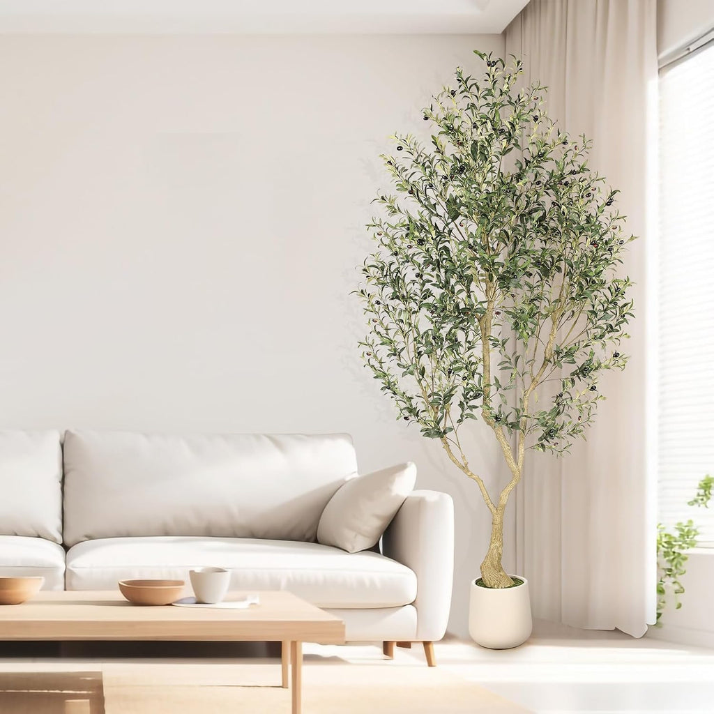 8ft Faux Olive Tree with Tall Exquisite Planter