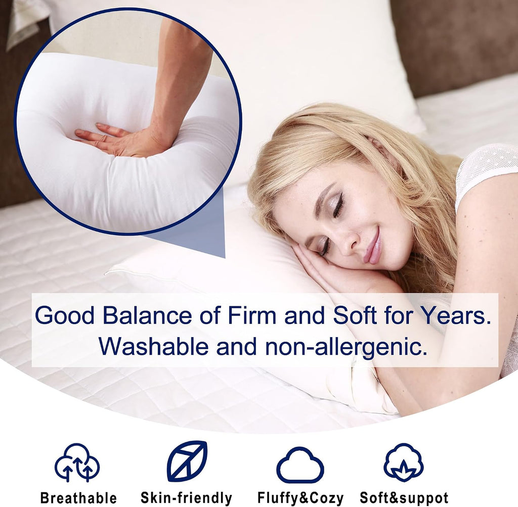 18x18 Pillow Inserts () - Down Alternative 100% Cotton Cover Decorative Square Throw Pillows White for Couch - Set of 2
