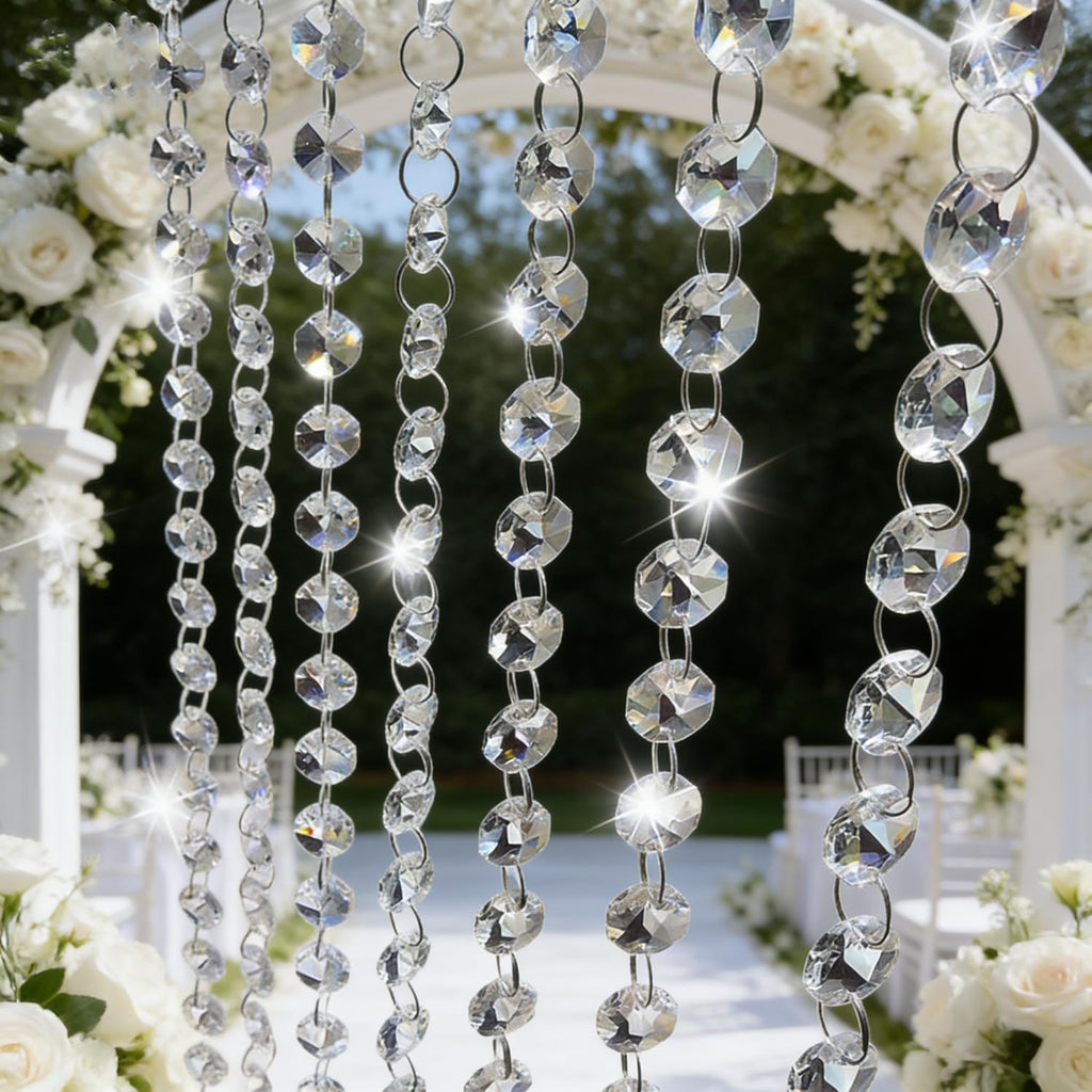 33ft Acrylic Crystal Beads Garland 14mm Chandelier Gem Beads Chain Hanging Crystals Beads Strings for Wedding Party