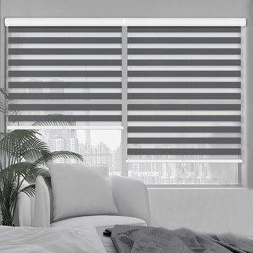 Zebra Blinds Roller Shades Cordless Window Blinds with Valance Cover, Day and Night Sheer Shades Dual Layer Fabric