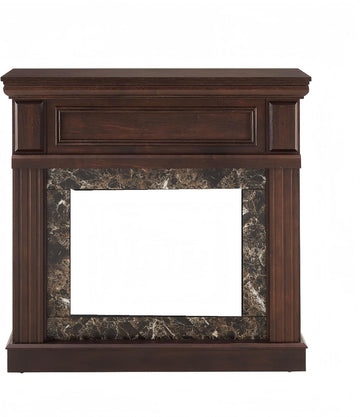 Freestanding Surround, White Faux Fireplace with Legs, Modern Fire Place Mantels with Decorative Pattern for