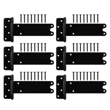 8 in T-Strap Shed Door Hinges, 6 Pack Heavy Duty Tee Hinge, 300 Lbs Capacity
