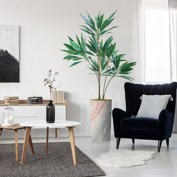 Artificial Tree in Modern Granite Effect Planter, Fake Dracaena Tree Silk Tree for Indoor and Outdoor Home Decoration