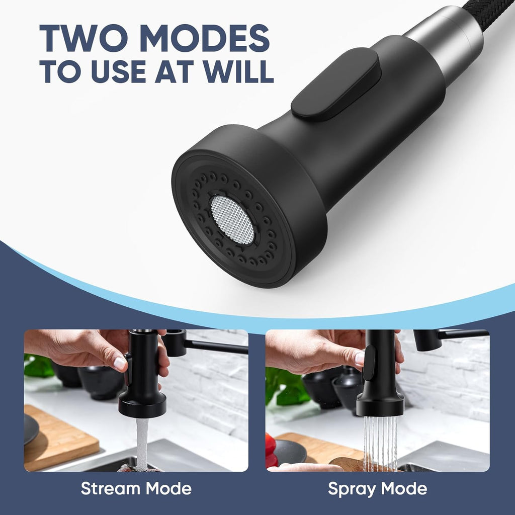 Kitchen Faucets with Pull Down Sprayer Commercial Industrial Stainless Steel Single Handle Single Hole Spring