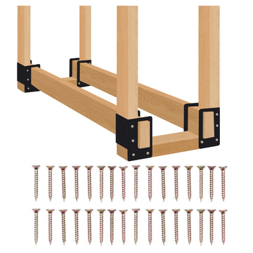 Outdoor Firewood Log Rack Bracket Kit, 4 Pack Fireplace Wood Storage Holder
