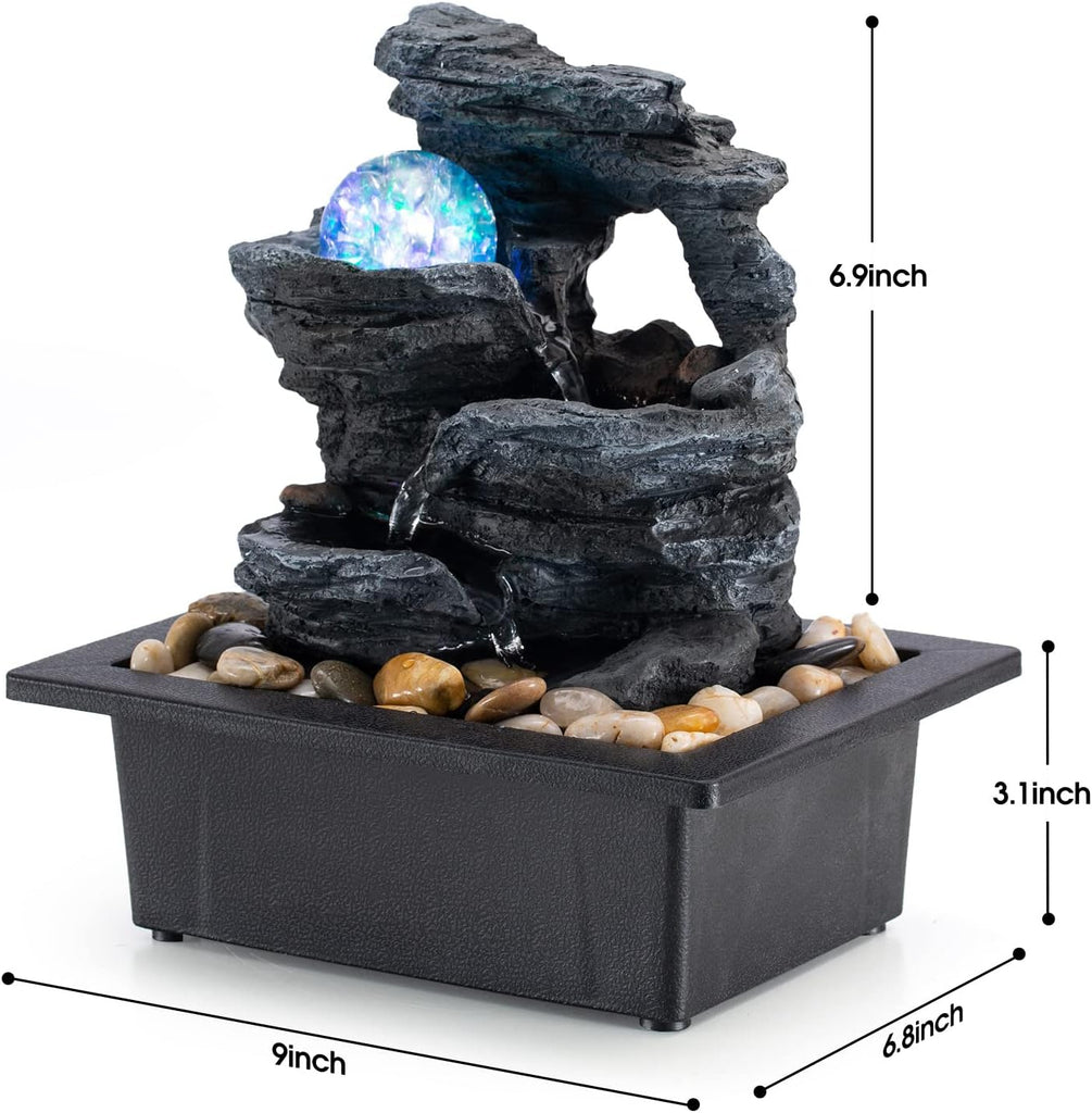 Table Top Fountain Spin Ball Rock Waterfall Fountain Office Table Top Fountain Includes Many Natural River Rocks