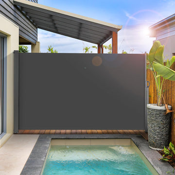 138" x 71" Retractable Side Awning, Patio Privacy Screen | UV Resistant Waterproof Patio Retractable Side Screen for