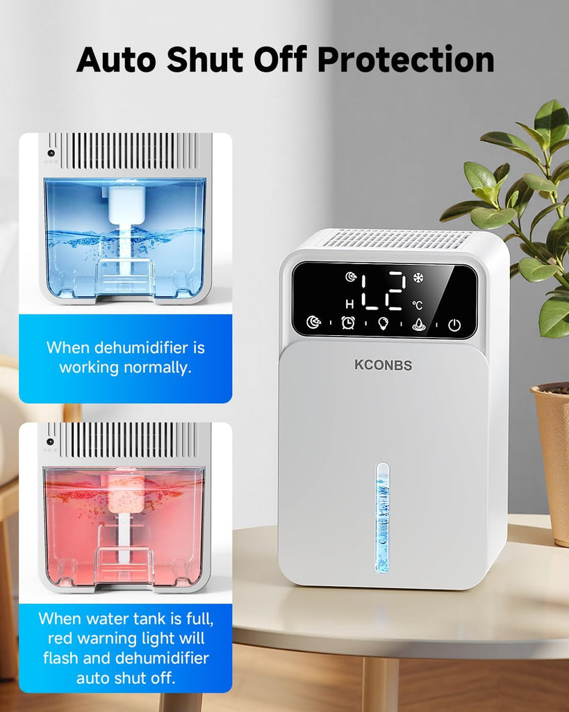 Dehumidifier for Home, 60 OZ Capacity, Auto Shut-Off for Medium Rooms up to 500 Sq.Ft