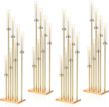 7 Arms Floor Candelabra 46.5'' Floor Candle Holdersr Decor Tall Metal Candlestick Set with Acrylic Lampshades