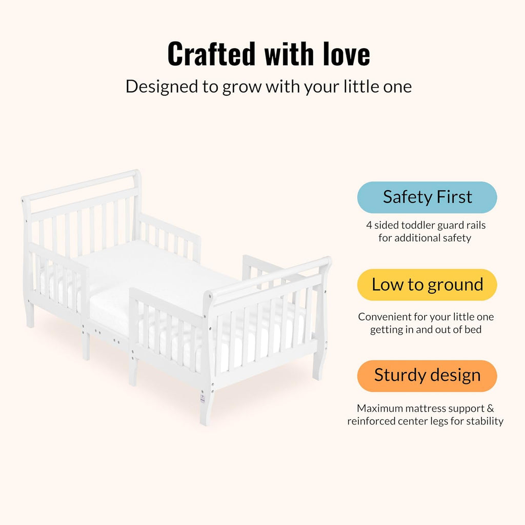 3-in-1 Toddler Bed with Rails, GREENGUARD Gold, White