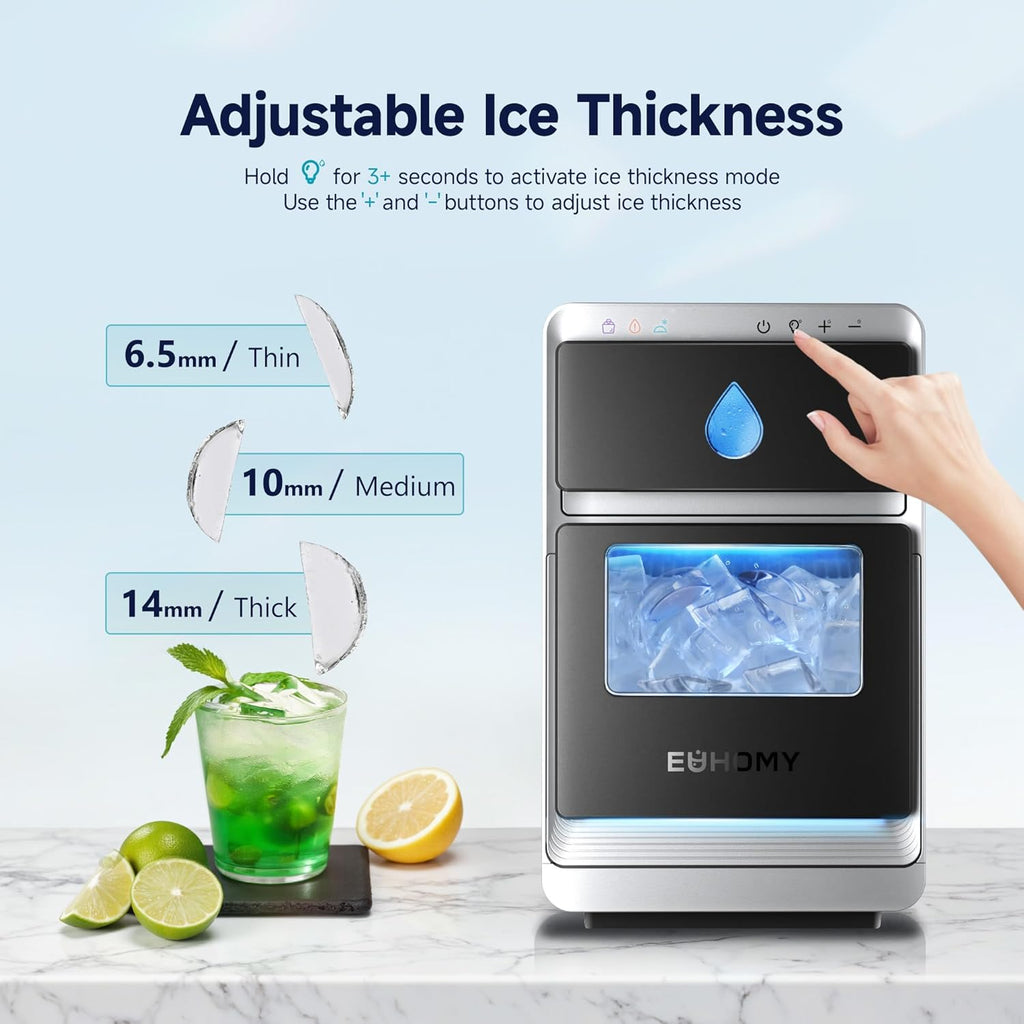 LunaArc Crescent Ice Maker Countertop, 16Pcs Ready in 12Mins, 1600Pcs/Day, Auto Deep Cleaning, Timer, Adjustable Ice