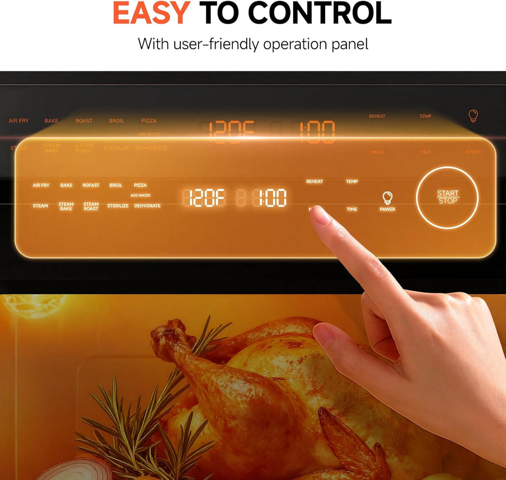 24L Steam and Air Fryer Combo Countertop Oven,11-in-1 Convection Baking and Steam,Bake,Broil,Dehydrate,304 Stainless