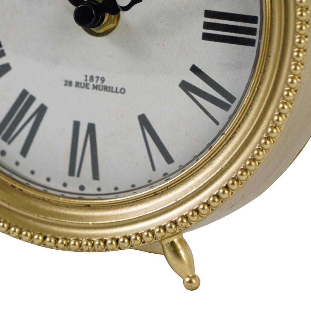 Gold Table Clock, Silent Non-Ticking Shelf Desk Top Clock Battery Operated Classic Design, Decorative Home Decor