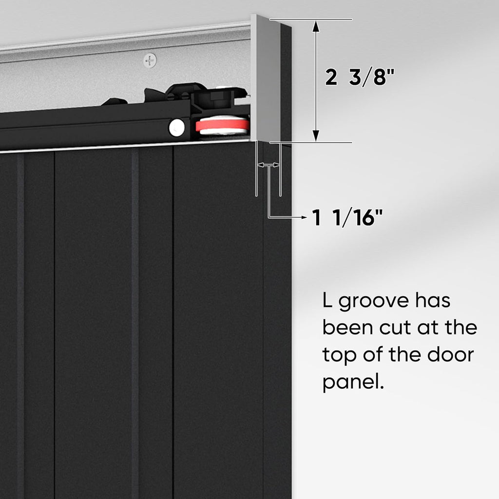 32"x86" Concealed Sliding Barn Door with Soft Close Hardware Kit, Black Hidden Door for Opening 24"-