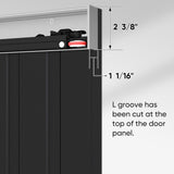 32"x86" Concealed Sliding Barn Door with Soft Close Hardware Kit, Black Hidden Door for Opening 24"-