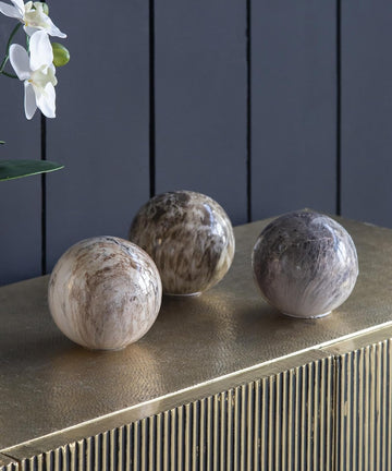 Set of 3 Ceramic Decorative Spheres - Modern Marbled Orbs Decor, Tabletop Accent, Shelf Display, Living Room Bedroom