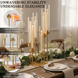 6-Arm Gold Candelabra, 23.96" Tall Candelabra Centerpieces for Tables with Glass Lampshade & Heavy Base, Vintage Gold