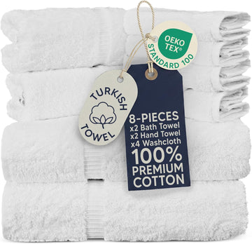 8-Piece Towel Set, 100% Premium Cotton Turkish Towels,Luxury Towel Super Soft and Absorbent, Perfect Use , Shower