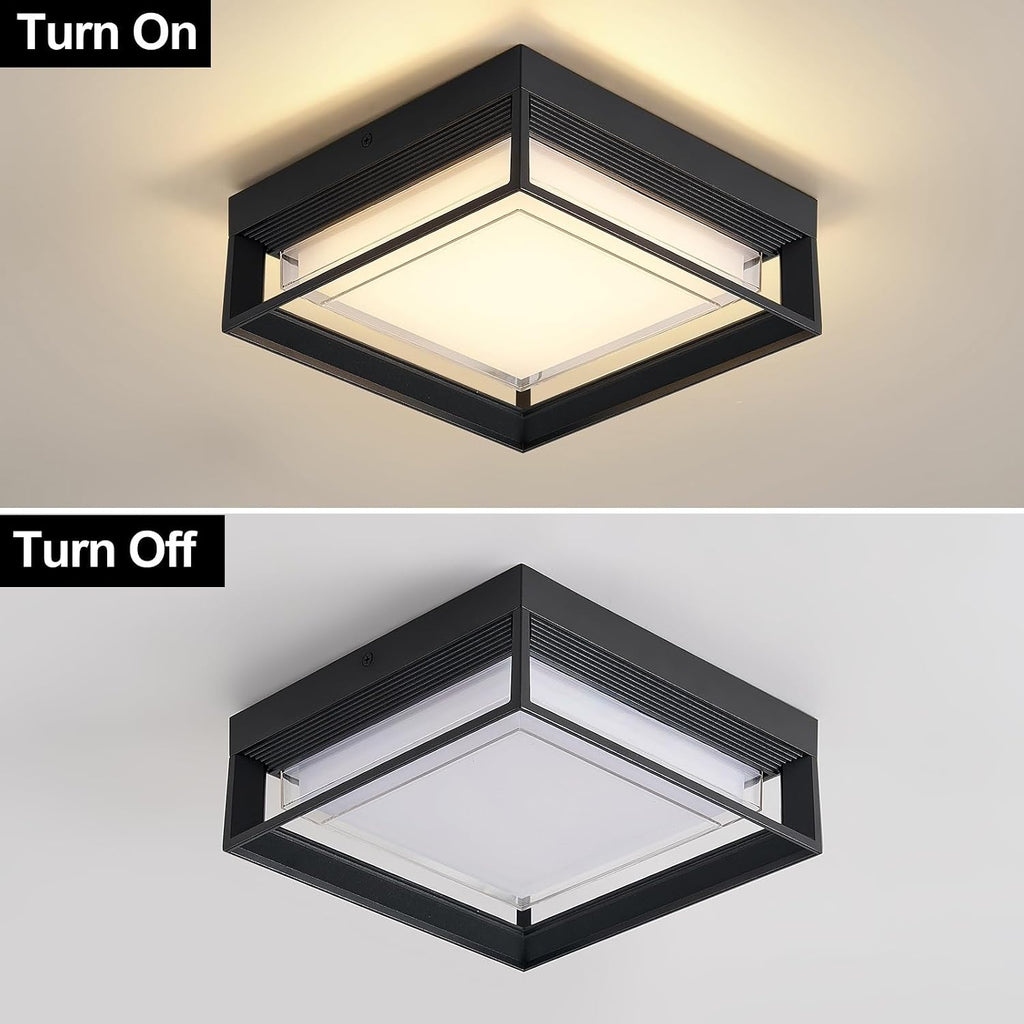 Outdoor Square Flush Mount LED Ceiling Light Fixture