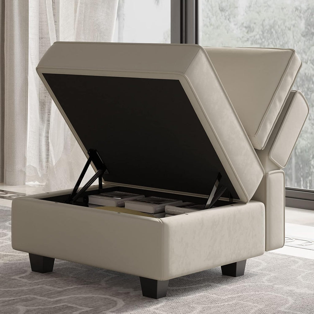 Modular Sofa Couch with Storage Seats Velvet 3 Seater Sofa Grey