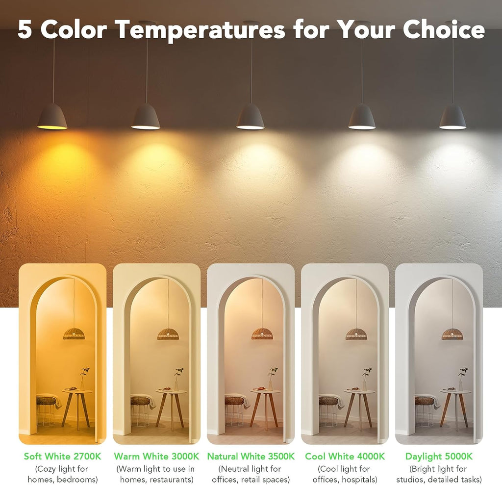 A19 LED Light Bulbs, 40 Watt Equivalent LED Bulbs, Soft White 2700K, 550 Lumens, E26 Standard Base, Non-Dimmable, 5W (24 Pack)
