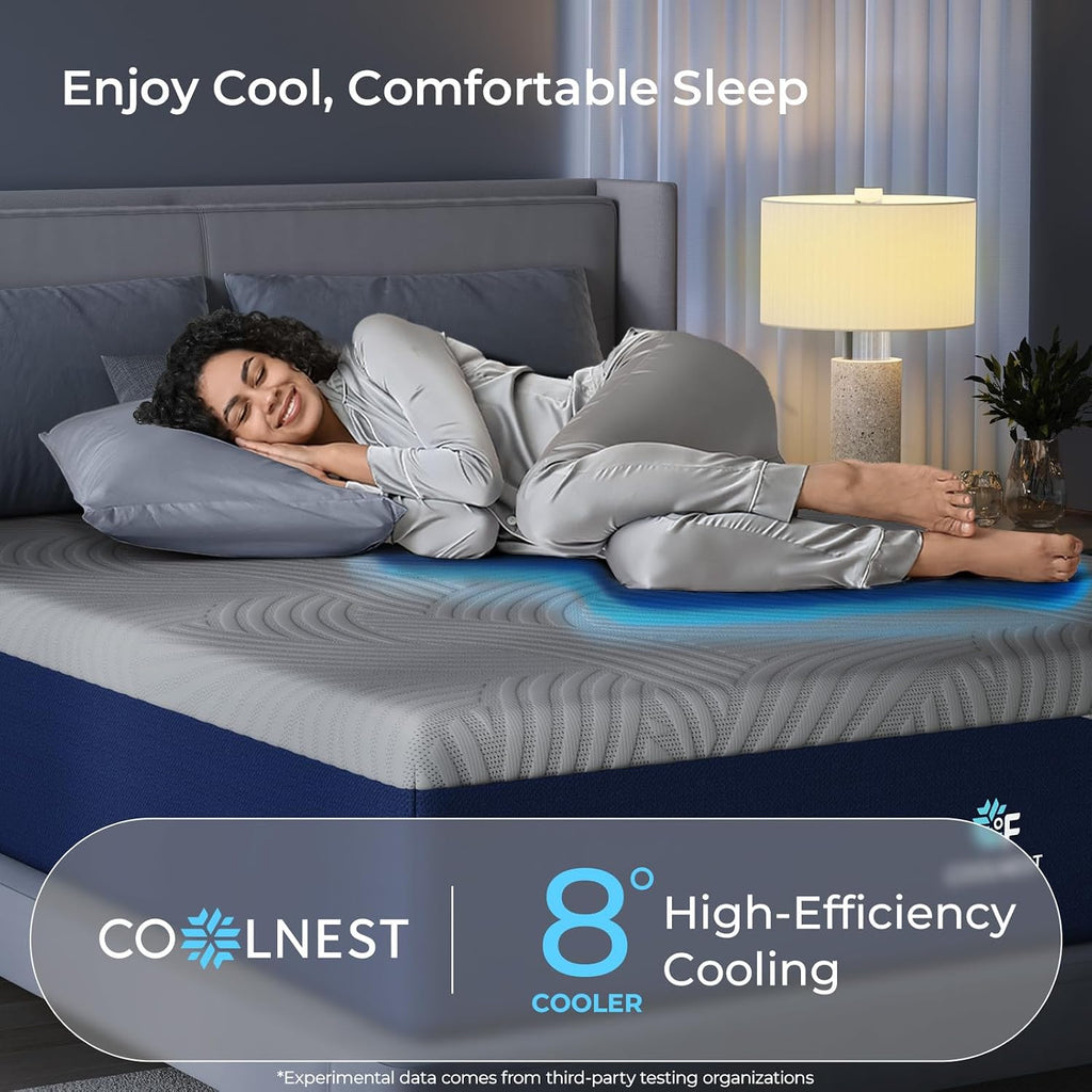 CoolNest 14 Inch King Size Mattress,Cooling Memory Foam Mattress | Cool Night Sleep, 5-Zone Ergo Support for Pressure