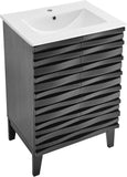 24-Inch Bathroom Vanity with Sink – Freestanding Modern Cabinet, Black Finish