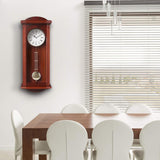 Pendulum Wall Clock, Silent Decorative Wood Clock with Swinging Pendulum, Battery Operated, Large Red Wooden Design, for Living Room, Kitchen, Office & Home Decor, 26.75 x 11.5 inches A134-B074CK8S8J