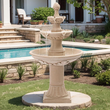 Italian Outdoor Water Fountain, 48.4" H Bubbler Garden Waterfalls Fountains, 3 Tiered Roman Pillar Floor Water